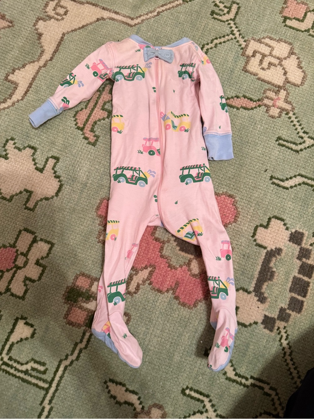 The Beaufort Bonnet Company Pink Footed Pajamas with Car Print